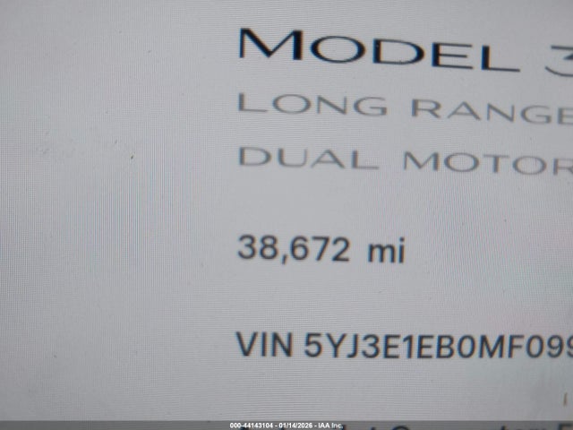 Aukcja sprzedaży 2021 Tesla Model 3 Long Range Dual Motor All-wheel Drive, vin: 5YJ3E1EB0MF099215, numer aukcji: 44143104