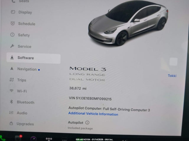Aukcja sprzedaży 2021 Tesla Model 3 Long Range Dual Motor All-wheel Drive, vin: 5YJ3E1EB0MF099215, numer aukcji: 44143104