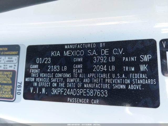 3KPF24AD3PE587633 KIA Forte Lxs