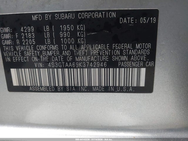 Subaru Impreza 2.0i 2019 4S3GTAA69K3742946 Image 9