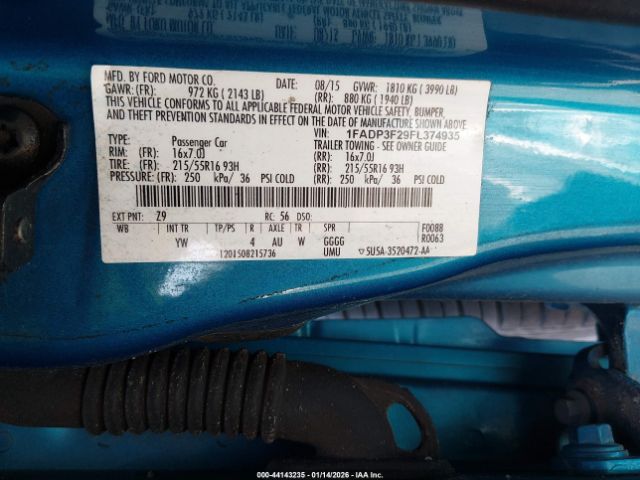 2015 FORD FOCUS 1FADP3F29FL374935 Photo 8