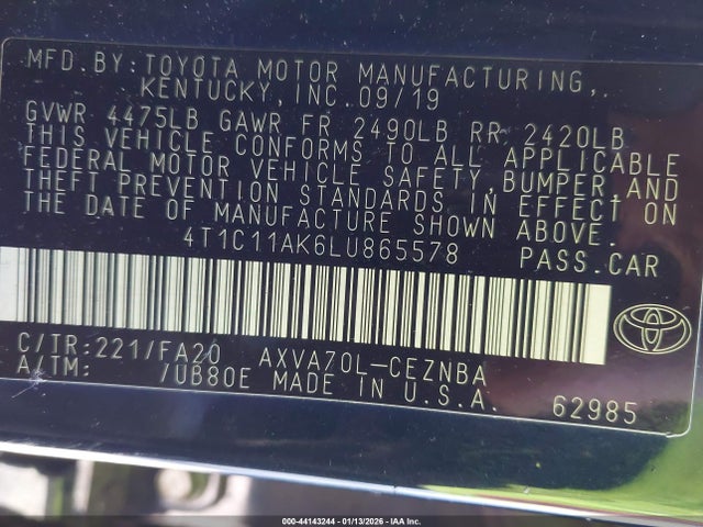 4T1C11AK6LU865578 Toyota CAMRY LE