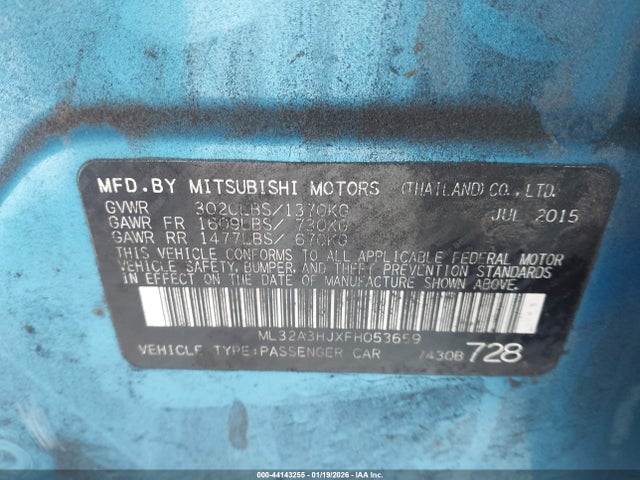 2015 MITSUBISHI MIRAGE ML32A3HJXFH053659 Photo 8