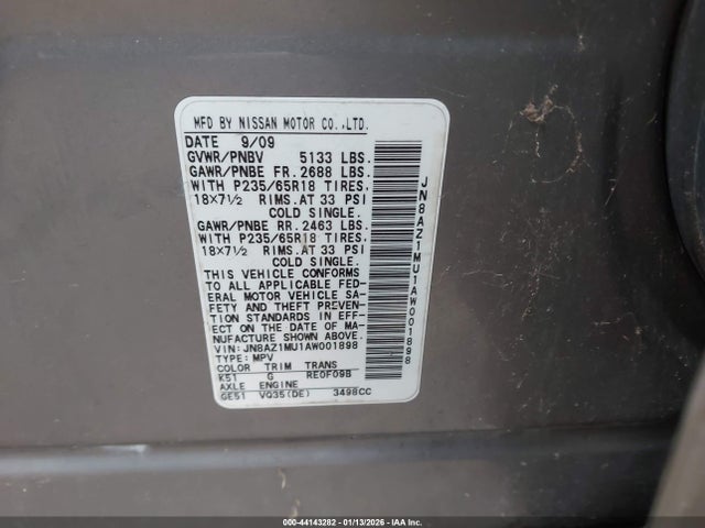 2010 NISSAN MURANO JN8AZ1MU1AW001898 Photo 8