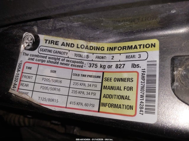 2007 FORD FOCUS 1FAHP37N07W142847 Photo 8