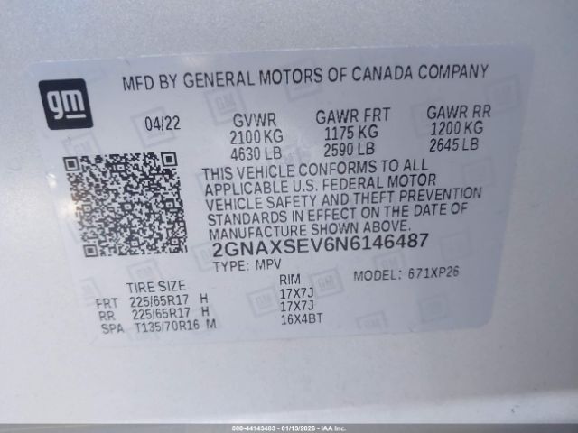 2022 CHEVROLET EQUINOX 2GNAXSEV6N6146487 Photo 8