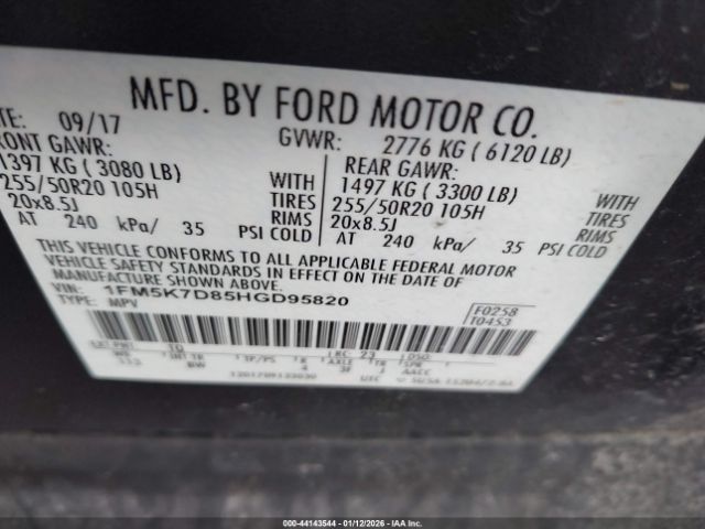 2017 FORD EXPLORER 1FM5K7D85HGD95820 Photo 8