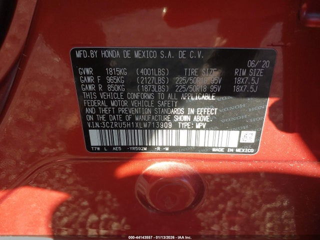 3CZRU5H1XLM713909 Honda Hr-v 2wd Sport