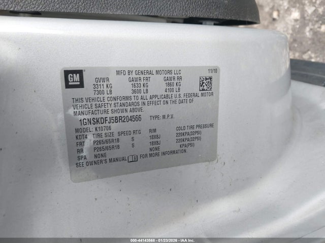 44143568 :رقم المزاد ، 1GNSKDFJ5BR204566 vin ، 2011 Chevrolet Tahoe Hybrid مزاد بيع