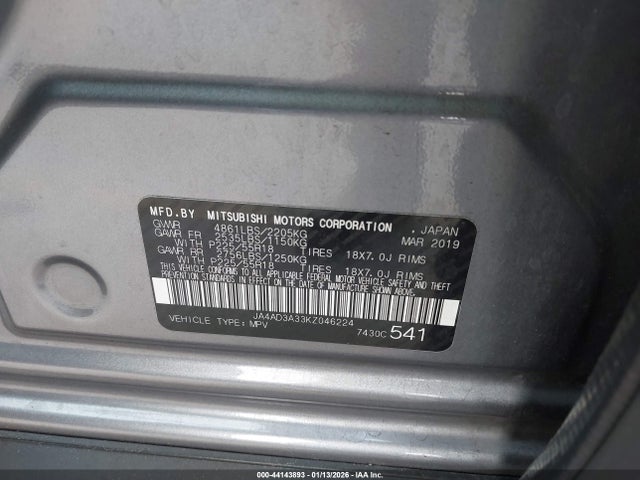 2019 MITSUBISHI OUTLANDER JA4AD3A33KZ046224 Photo 8