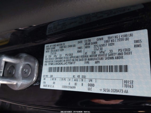 1FMCU9G6XLUC75917 Ford ESCAPE SE