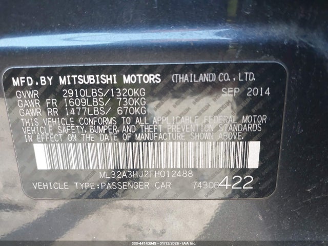 2015 MITSUBISHI MIRAGE ML32A3HJ2FH012488 Photo 8