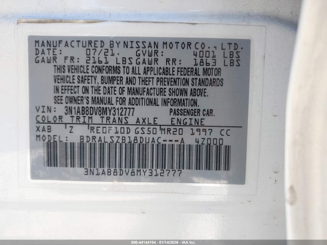 3N1AB8DV8MY312777 Nissan Sentra Sr Xtronic Cvt