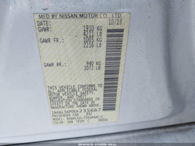 1N4AL3AP0EN235667 Nissan Altima 2.5 Sl