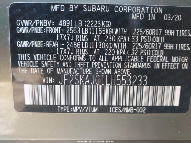 JF2SKAJC1LH553233 Subaru Forester Premium