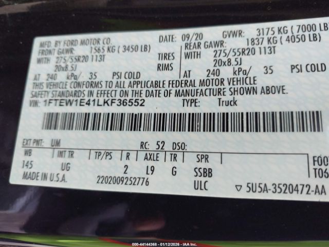 2020 FORD F-150 1FTEW1E41LKF36552 Photo 8
