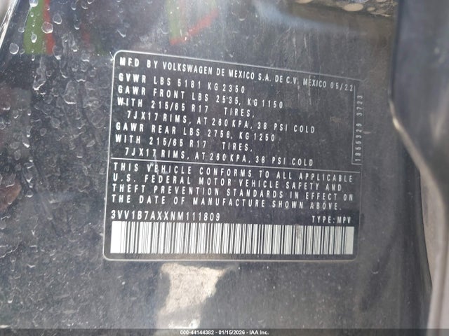 3VV1B7AXXNM111809 Volkswagen Tiguan 2.0t S