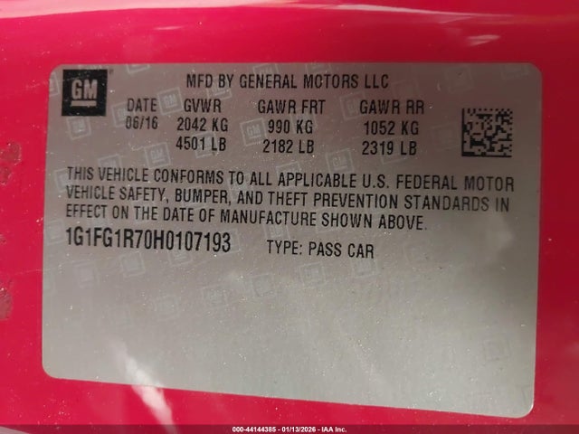 2017 CHEVROLET CAMARO 1G1FG1R70H0107193 Photo 8