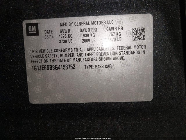 1G1JE6SB8G4158752 Chevrolet luv - vvt, alum, e85 max