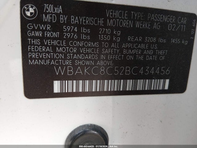 2011 BMW 750LI WBAKC8C52BC434456 Photo 8