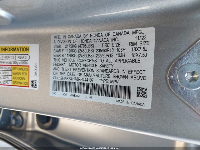 2HKRS4H78RH444107 Honda Cr-v Ex-l Awd