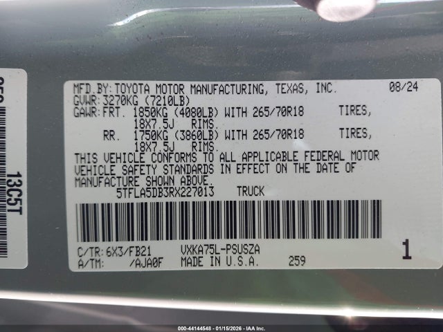 Toyota Tundra Sr5 2024 5TFLA5DB3RX227013 Image 9