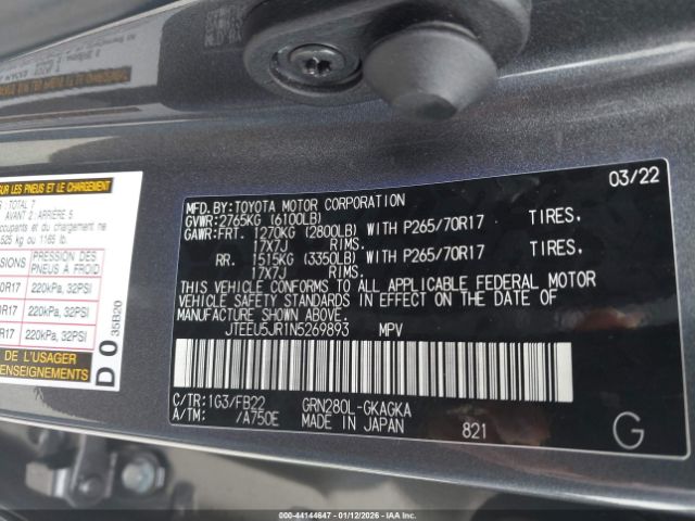 2022 TOYOTA 4RUNNER JTEEU5JR1N5269893 Photo 8