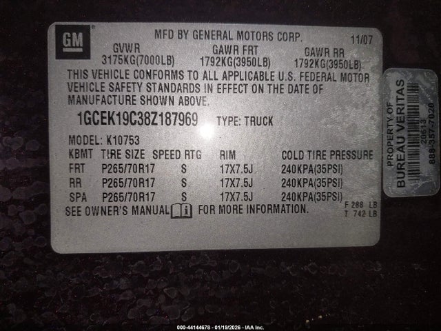 2008 CHEVROLET SILVERADO 1500 1GCEK19C38Z187969 Photo 8