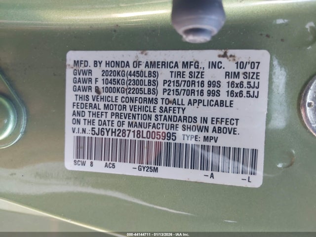 2008 HONDA ELEMENT 5J6YH28718L005995 Photo 8