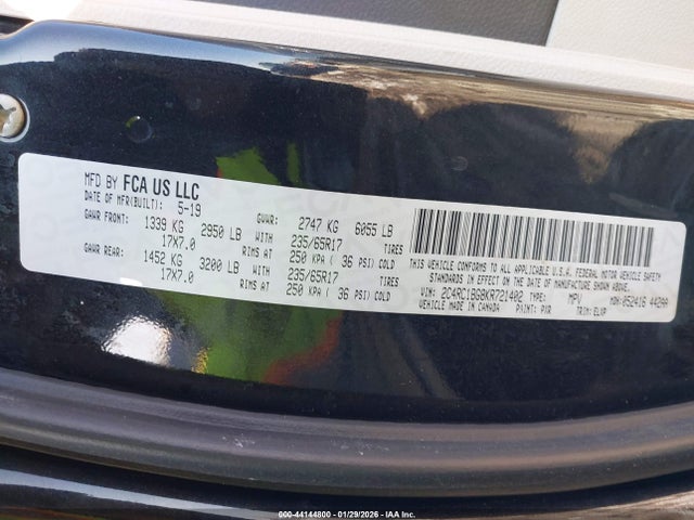 Продаж на аукціоні авто 2019 Chrysler Pacifica Touring L, vin: 2C4RC1BG8KR721402, номер лоту: 44144800