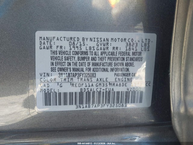 Nissan SENTRA S 2015 3N1AB7AP3FY325083 Image 9