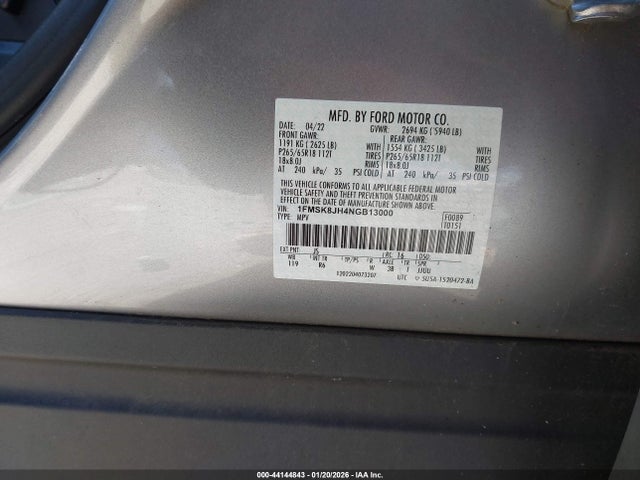 1FMSK8JH4NGB13000 Ford Explorer Timberline