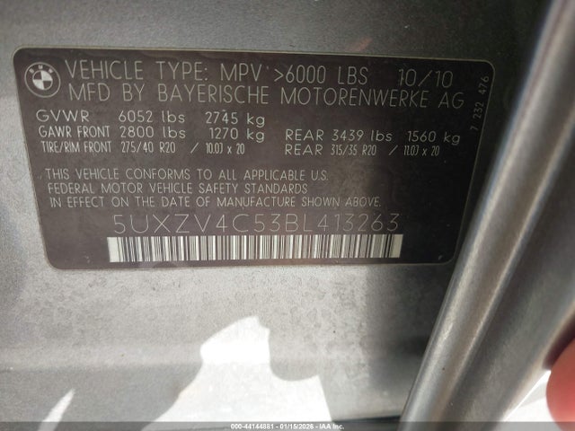 Продаж на аукціоні авто 2011 Bmw X5 Xdrive35i/xdrive35i Premium/xdrive35i Sport Activity, vin: 5UXZV4C53BL413263, номер лоту: 44144881