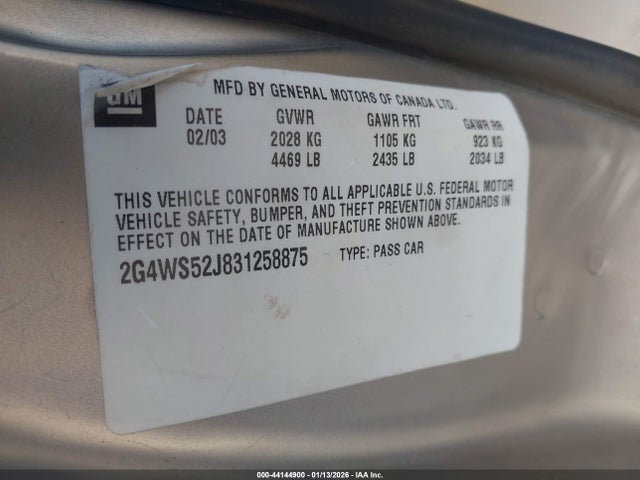 Продажа на аукционе авто 2003 Buick Century Custom, vin: 2G4WS52J831258875, номер лота: 44144900