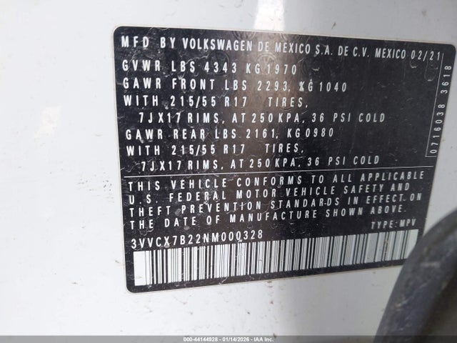3VVCX7B22NM000328 Volkswagen Taos 1.5t S