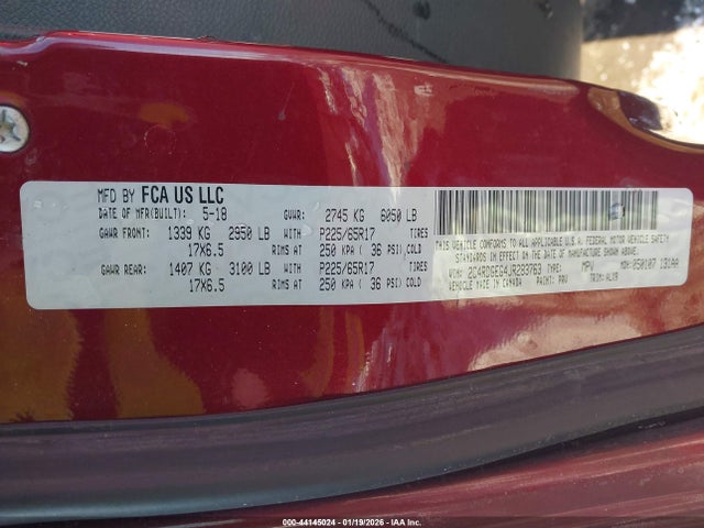 Aukcja sprzedaży 2018 Dodge Grand Caravan Gt, vin: 2C4RDGEG4JR283763, numer aukcji: 44145024