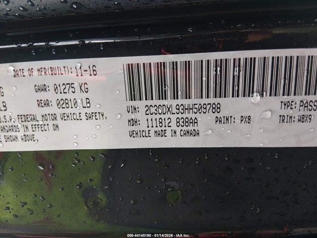 Продажа на аукционе авто 2017 Dodge Charger Srt Hellcat Rwd, vin: 2C3CDXL93HH509788, номер лота: 44145190
