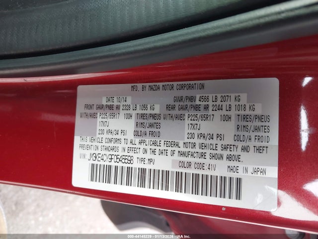 Продаж на аукціоні авто 2015 Mazda Cx-5 Touring, vin: JM3KE4CY9F0545598, номер лоту: 44145229