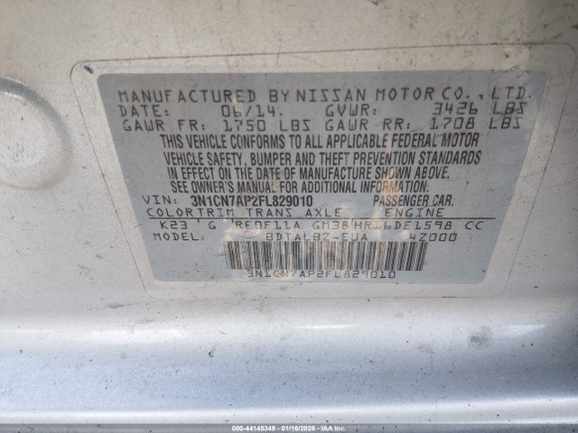 2015 NISSAN VERSA 3N1CN7AP2FL829010 Photo 8