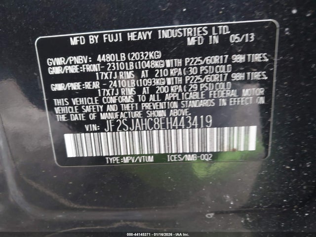 JF2SJAHC8EH443419 Subaru Forester 2.5i Limited