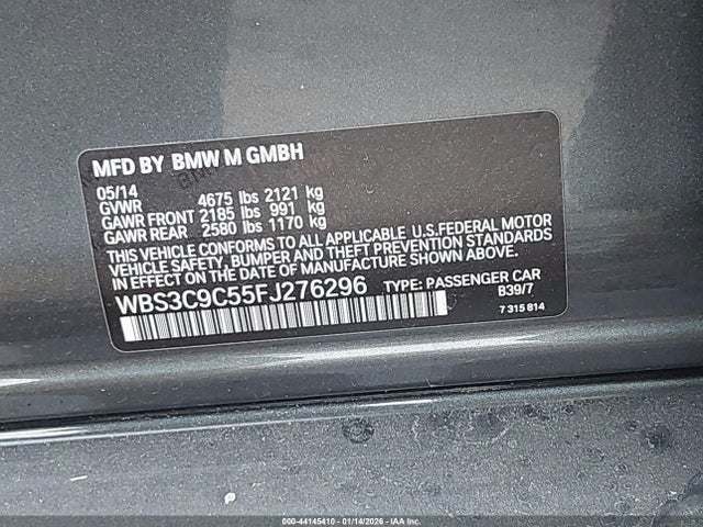 Продажа на аукционе авто 2015 Bmw M3, vin: WBS3C9C55FJ276296, номер лота: 44145410
