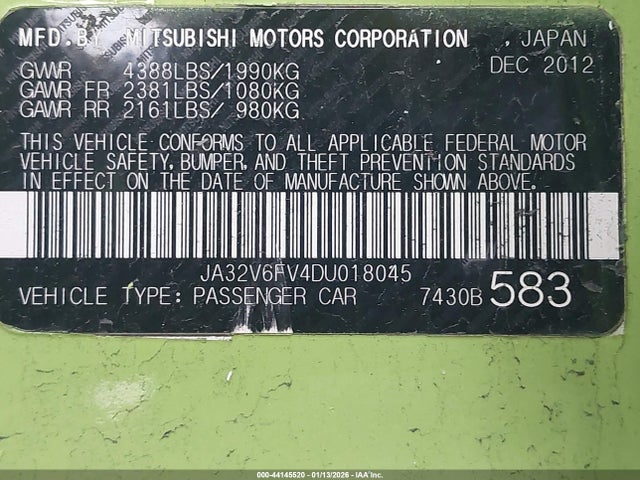 2013 MITSUBISHI LANCER JA32V6FV4DU018045 Photo 8