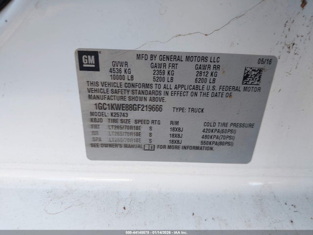 1GC1KWE88GF219666 Chevrolet Silverado 2500hd Ltz