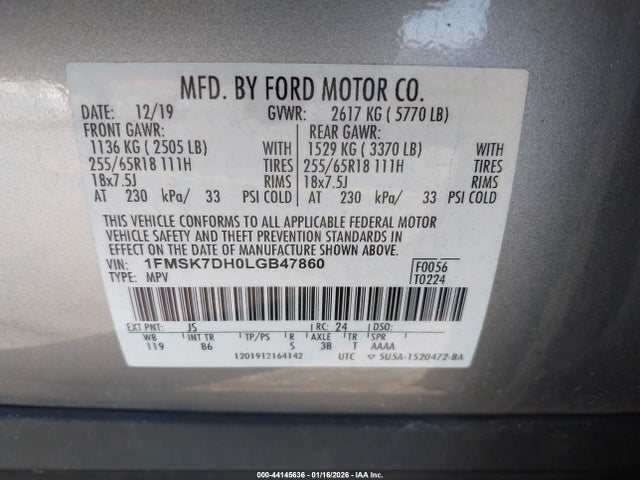 2020 FORD EXPLORER 1FMSK7DH0LGB47860 Photo 8