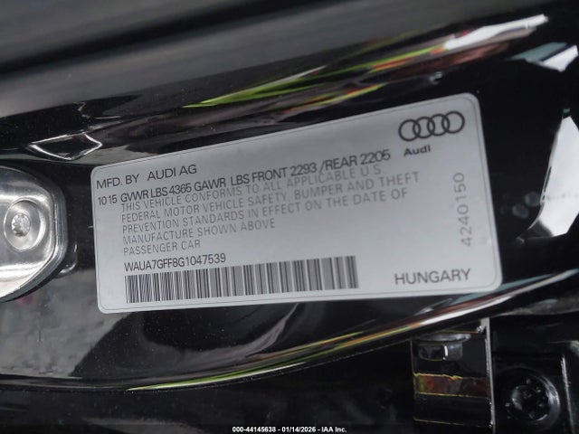 Aukcja sprzedaży 2016 Audi A3 1.8t Premium, vin: WAUA7GFF8G1047539, numer aukcji: 44145638