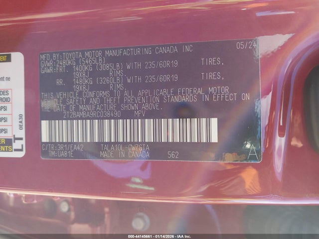 44145661 :رقم المزاد ، 2T2BAMBA9RC038490 vin ، 2024 Lexus Rx 350 Premium مزاد بيع