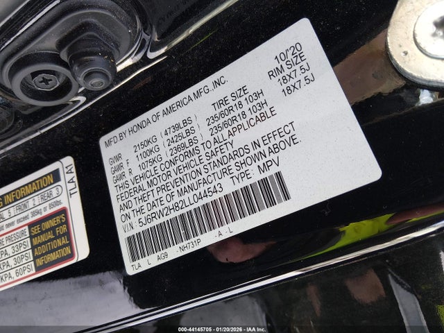 Honda Cr-v Awd Ex-l 2020 5J6RW2H82LL044543 Image 9