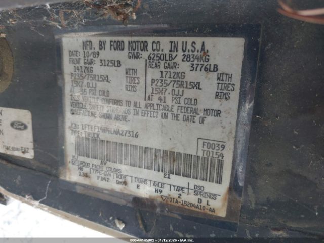 1990 FORD F150 1FTEF14H4LNA27316 Photo 8