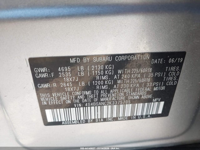 4S4BSANC2K3375705 Subaru Outback 2.5i Limited