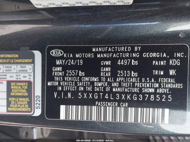 2019 KIA OPTIMA 5XXGT4L3XKG378525 Photo 8